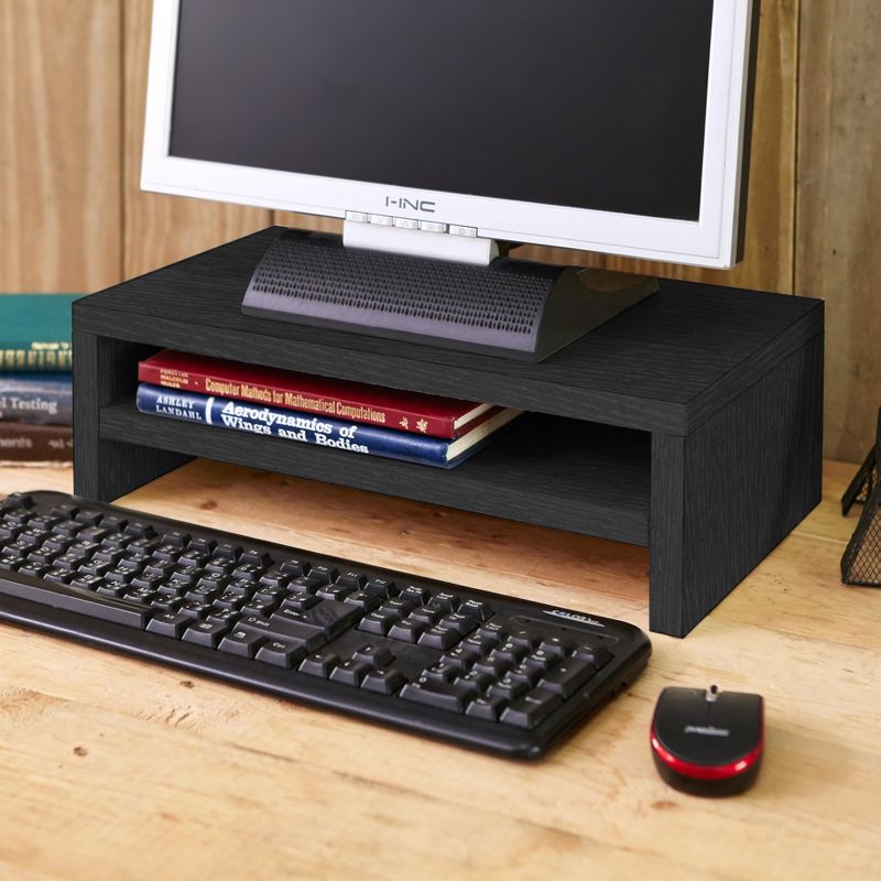 Eco Friendly 2-Shelf Monitor Stand Riser Black - Way Basics