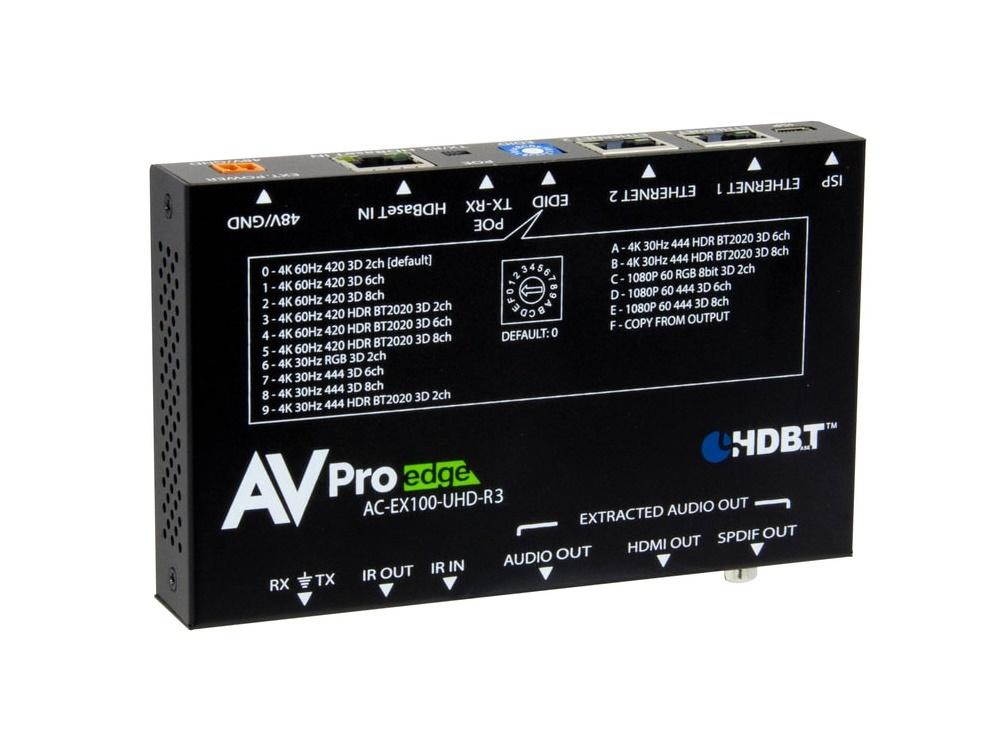 AVPro Edge AC-EX100-UHD-R3 4K BAE HDMI/HDBaseT Extender (Receiver) with Bi-Directional PoE up to 100m