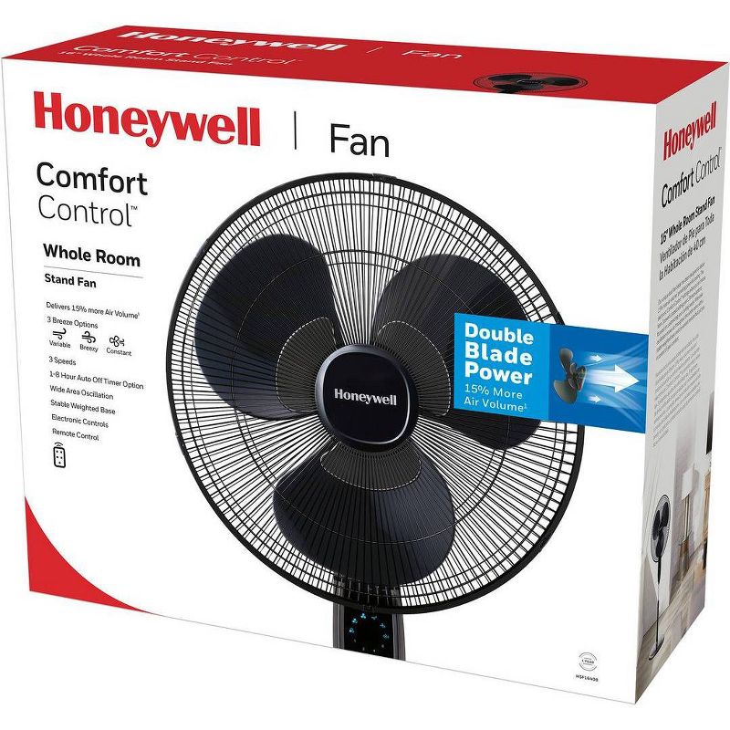 Honeywell Oscillating Stand Fan with Double Blades Black
