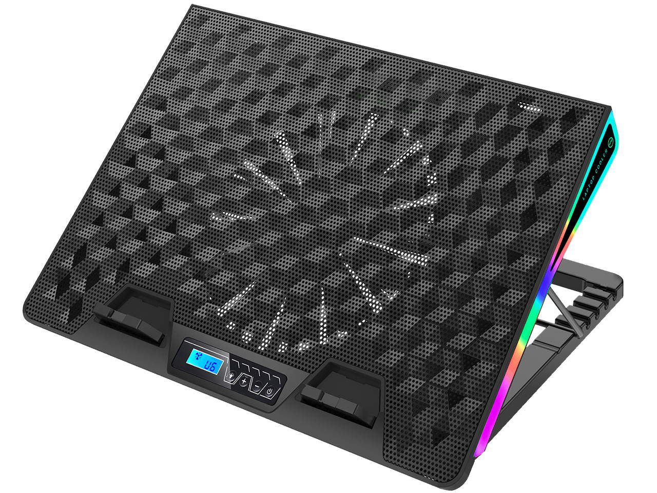 AICHESON RGB Laptop Cooling Cooler Pad for 15.6-17.3 Inch Notebook 1 Fan Heavy Coolers Pads, 2 USB Ports, AA2