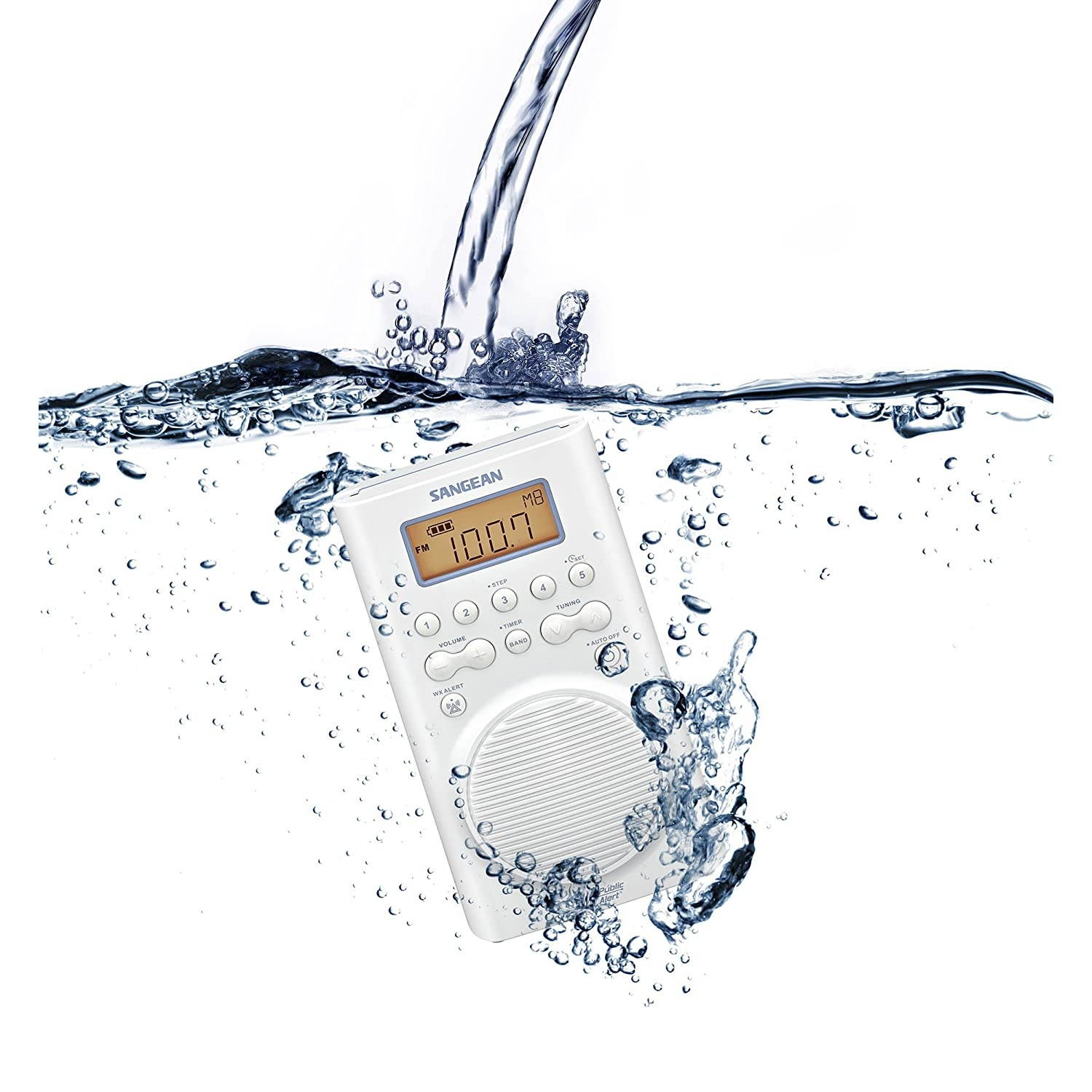 Sangean H205 AM/FM Weather Alert Waterproof Shower Radio