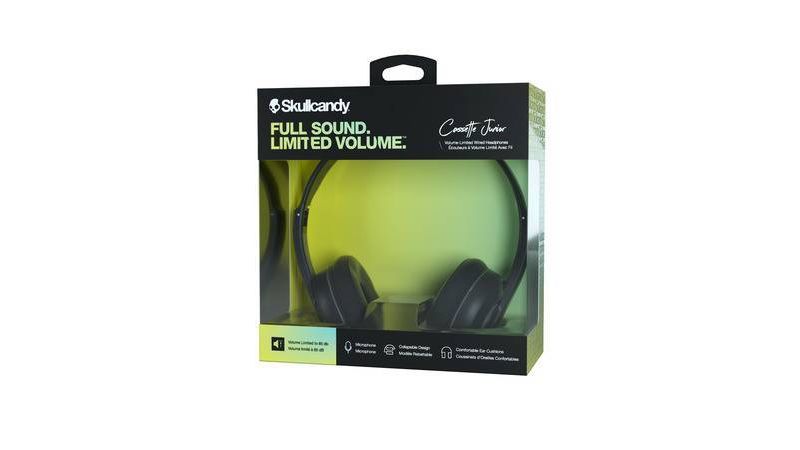 Skullcandy Cassette Junior Volume-Limiting Wired Headphones - Black