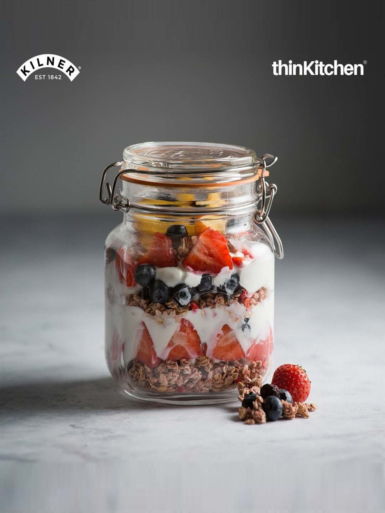 Kilner Transparent Glass Square Clip Top Storage Jars (1 L) - Set of 6