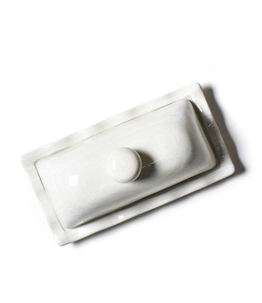 Coton Colors Signature White Ruffle Domed Butter Dish