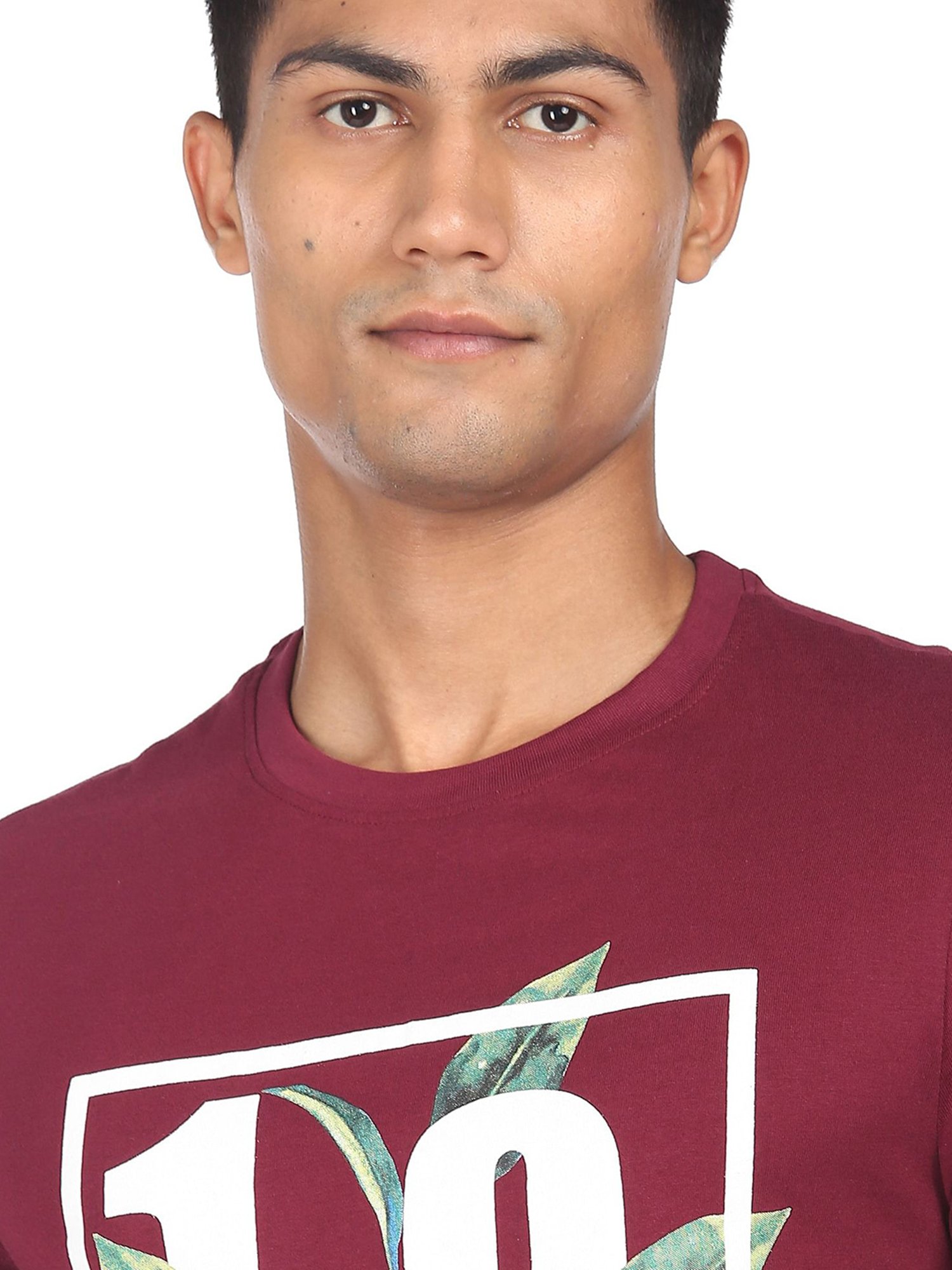 AD by Arvind Wine Slim Fit Crew T-Shirt
