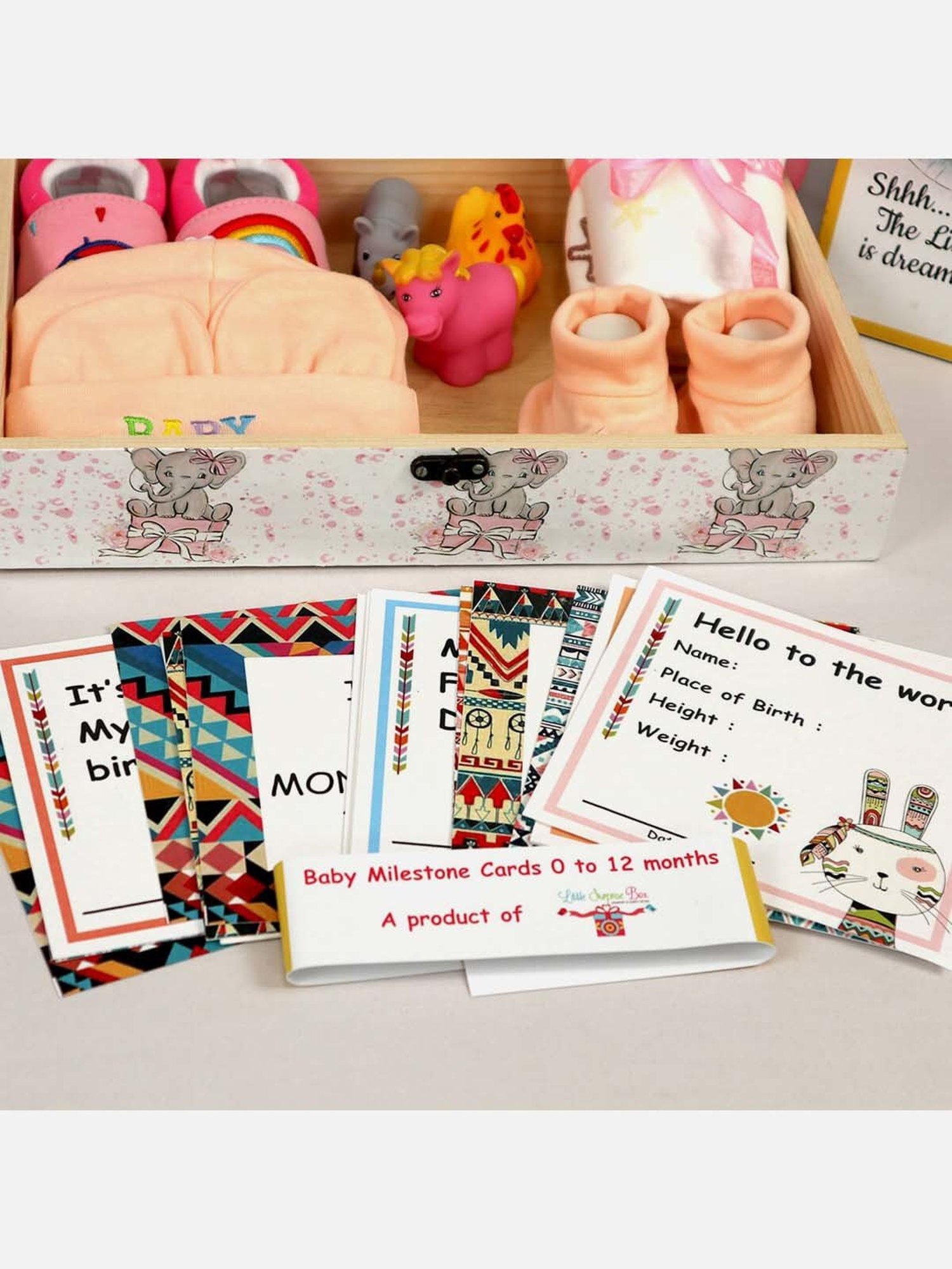 Little Surprise Box Kids Pink Cotton Printed Full Sleeves Gift Set