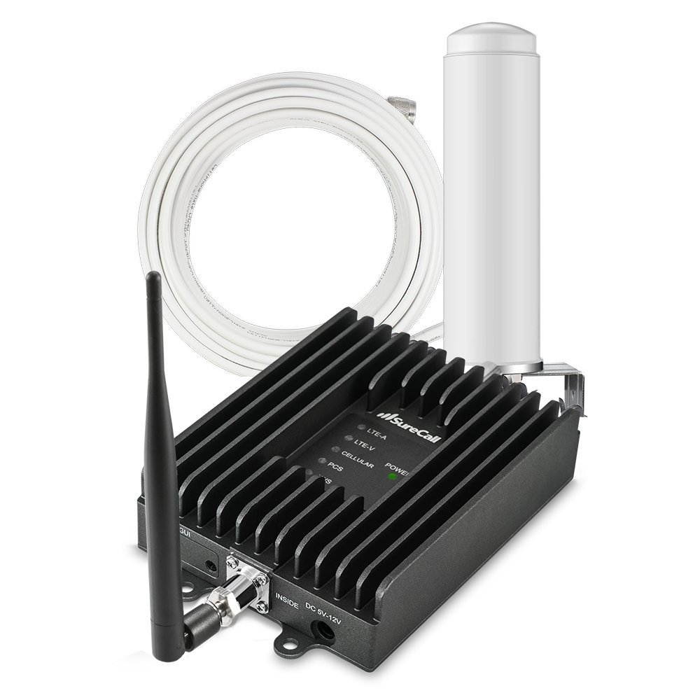 SureCall Fusion2Go 3.0 RV cell phone signal booster kit increases cellular coverage for multiple users inside any RV or motorhome for all carriers voice, text and 4G LTE data signals. 3 Year Warranty