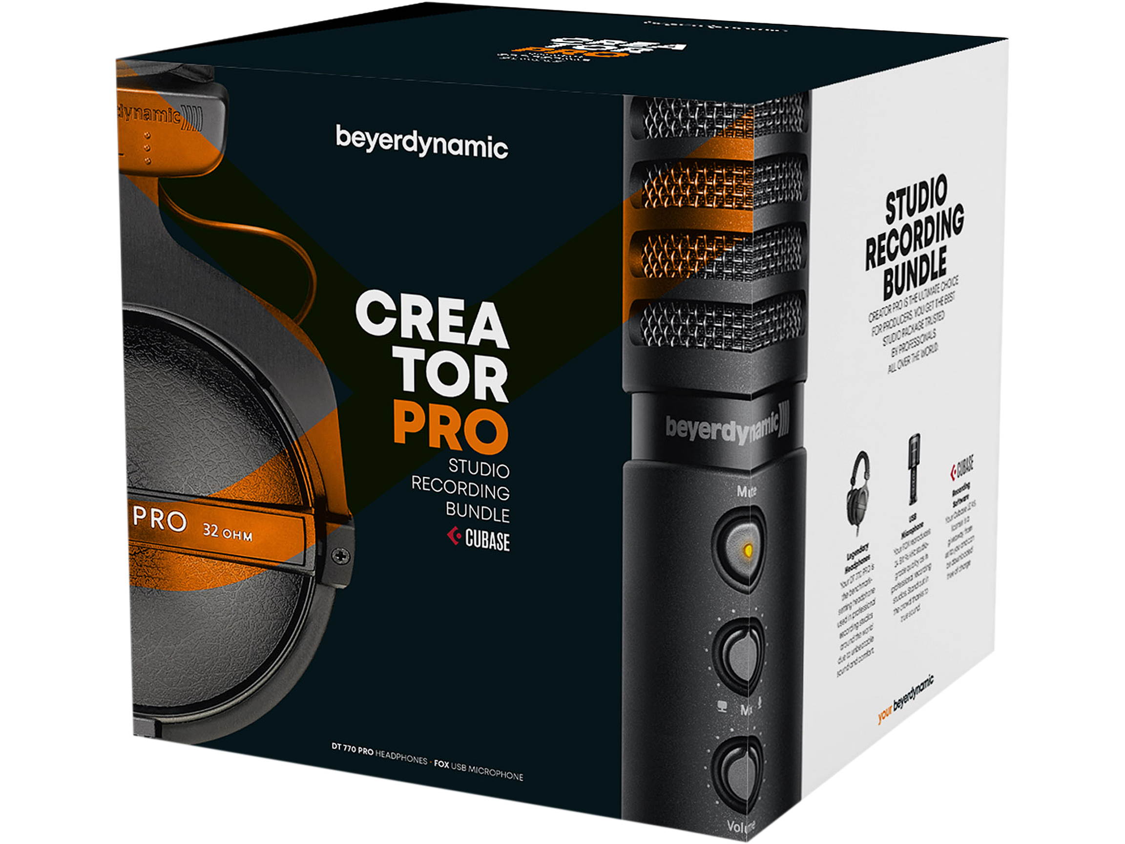 Beyerdynamic Creator Pro Bundle DT 770 Pro 32 Ohms Headphones, Fox USB Microphone and Cubase Editing Software