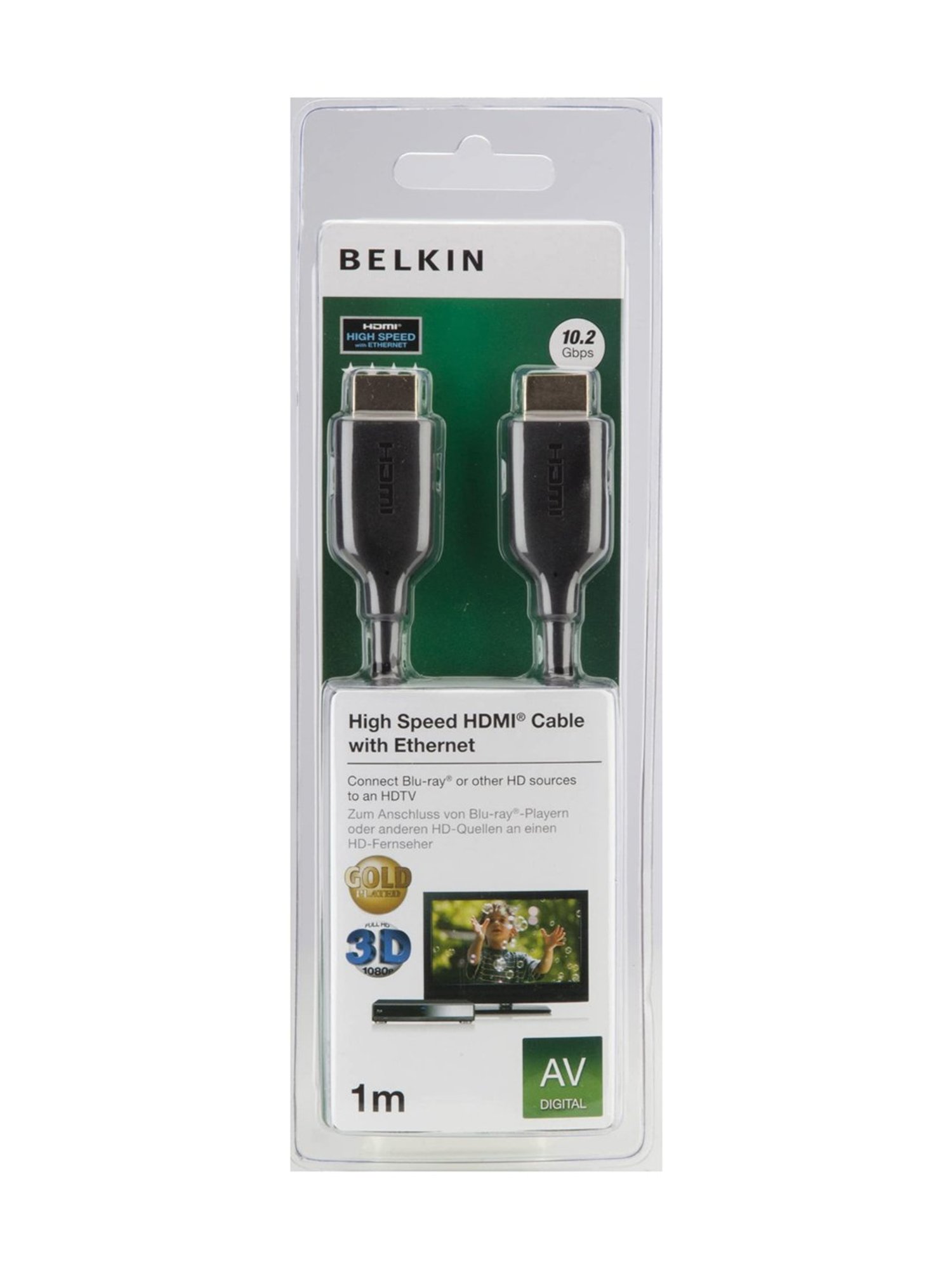 Belkin F3Y021bt1M 1M High Speed HDMI Cable with Ethernet (Black)