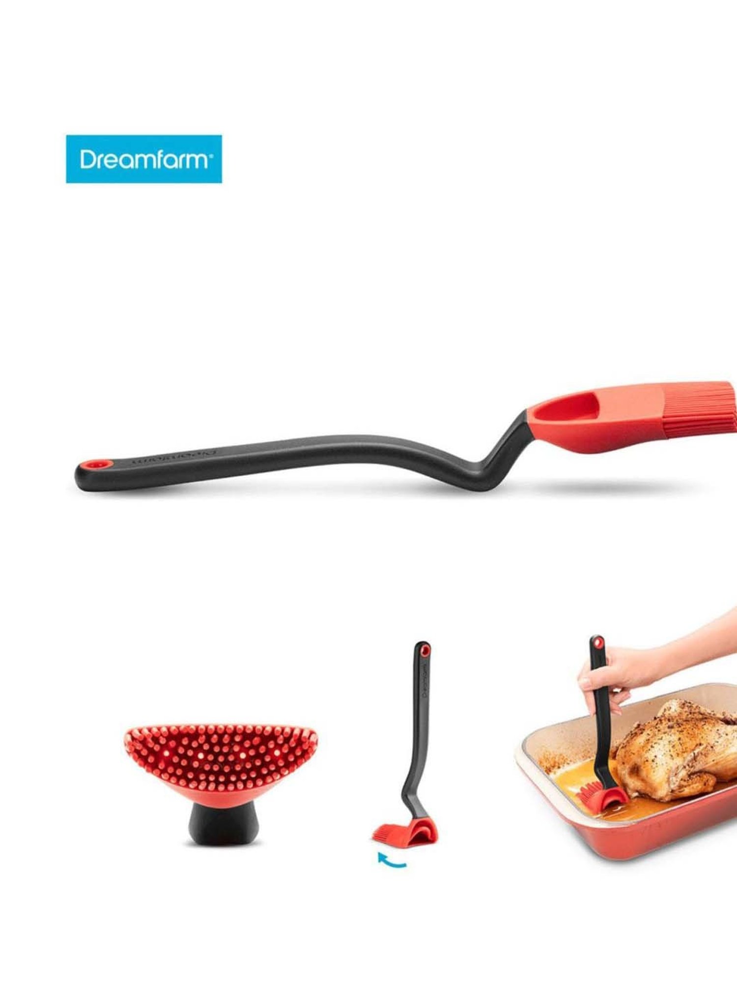 Dreamfarm Red Medium Basting Brush With Scoop Reservoir