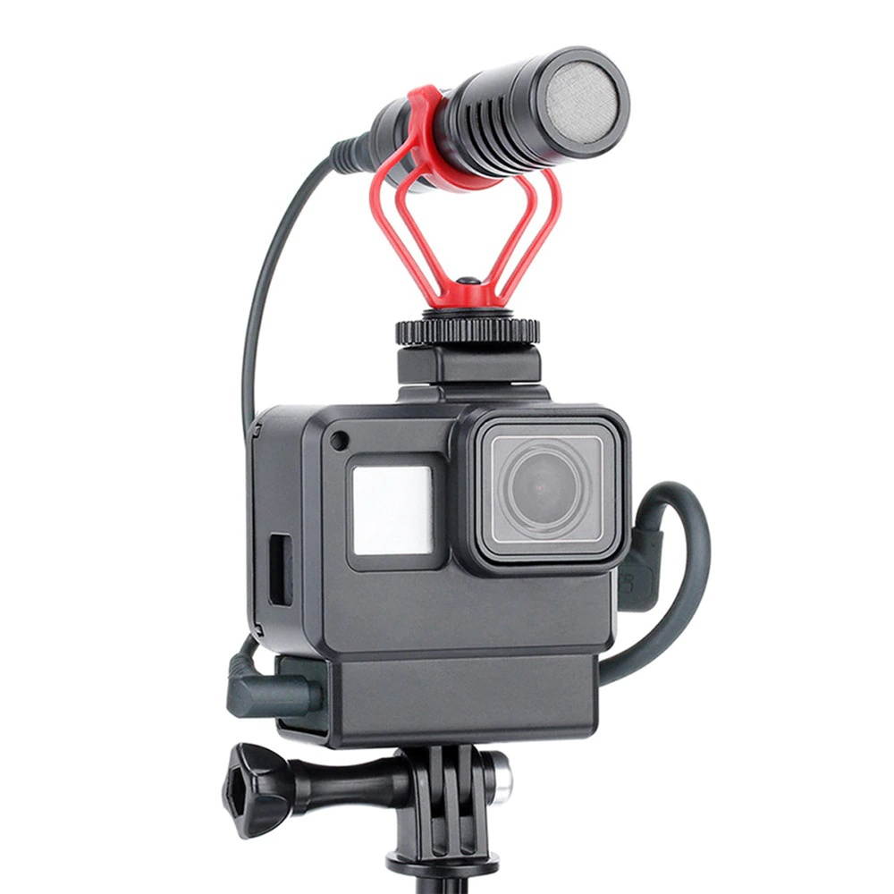 Protective Case Housing Shell for GoPro Hero 7/6/5 Cage Frame Cold Video Shooting Vlog Hot-shoe Case for Microphone LED Light