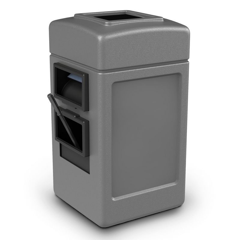 Commercial Zone 755103 Harbor 1 Waste Bin Trash Can with Windshield Cleaner Service Container Center, Gray