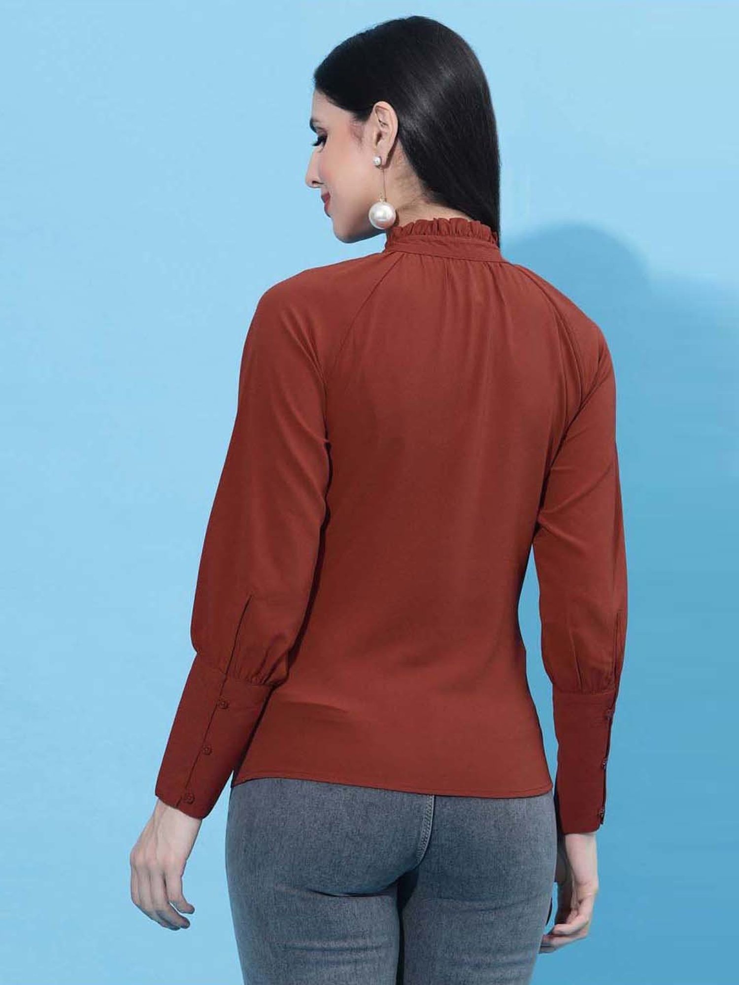 SELVIA Rust Regular Fit Top