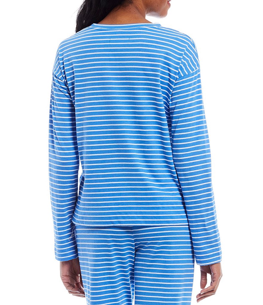 Lauren Ralph Lauren Pique Striped Coordinating Long Sleeve Top