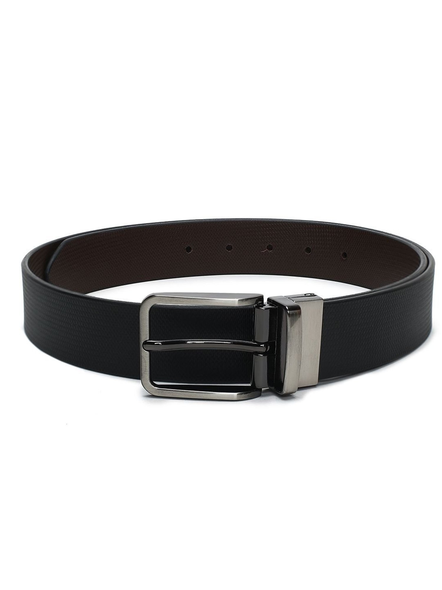 Crusset Black Leather Formal Belt for Men