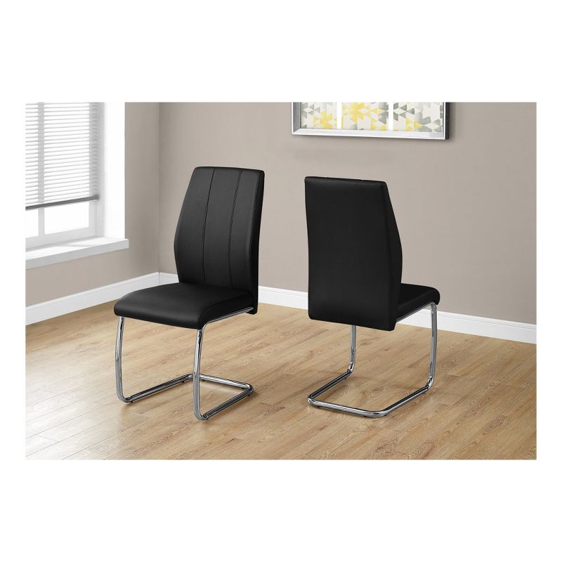 Dining Chair - Black Leather & Chrome - EveryRoom