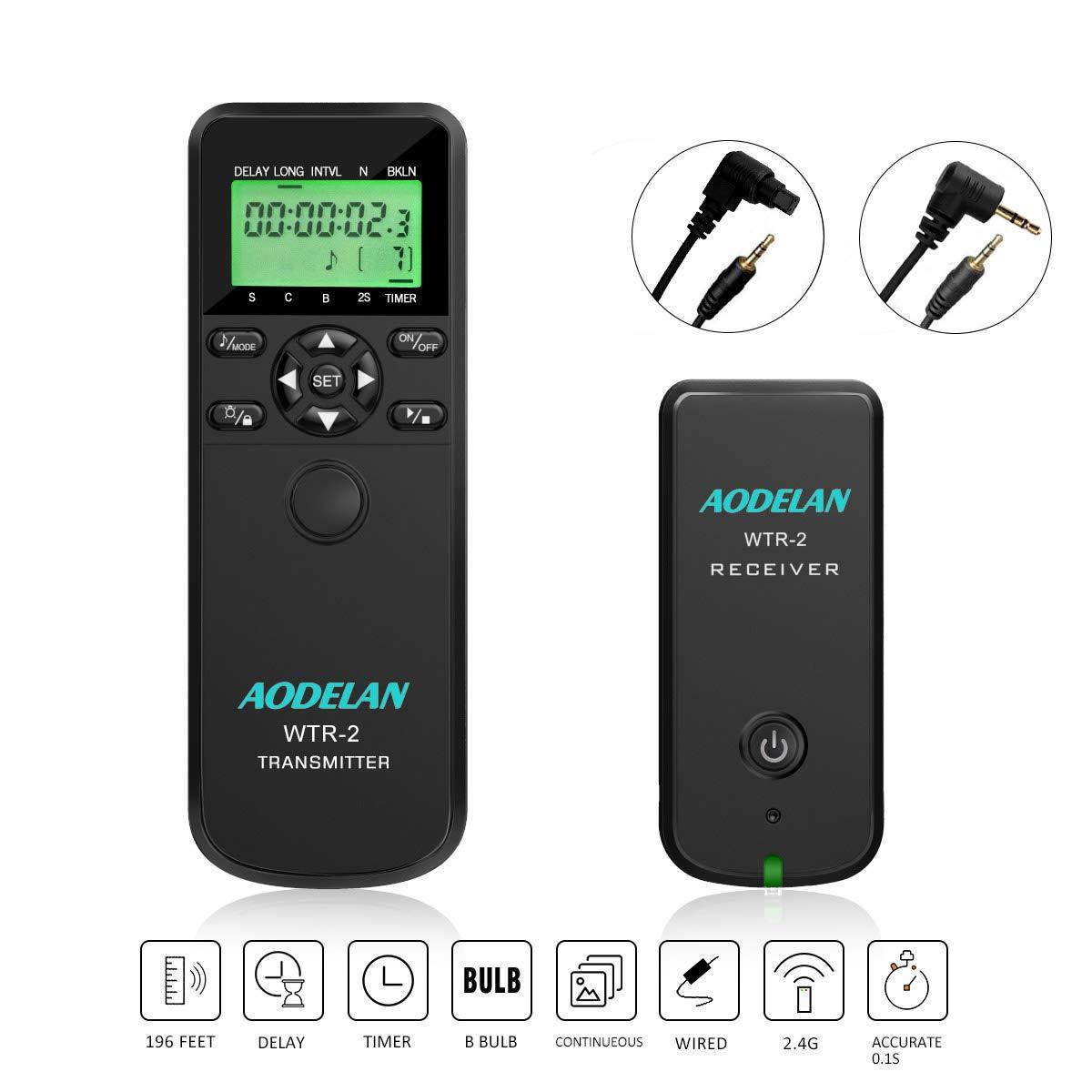 Camera Wireless Remote Control, Timer Shutter Release with Intervalometer and Wired Release Cord for Canon EOS M6 Mark II 90D R 80D 77D 70D 60D 800D 200D 7D Series 5D Series T7 T6i T6s T5i
