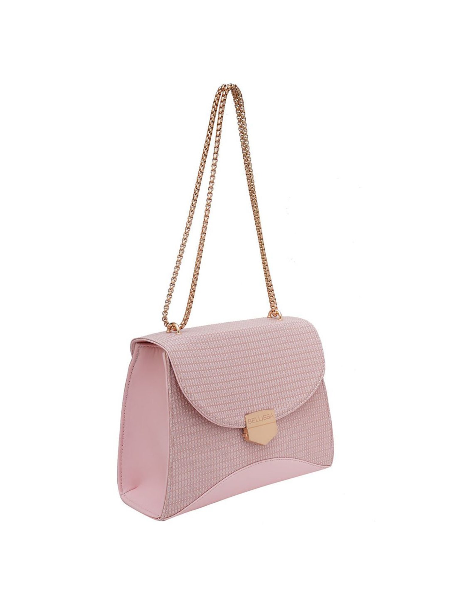 Bellissa Baby Pink Textured Medium Stylish Box Sling Handbag