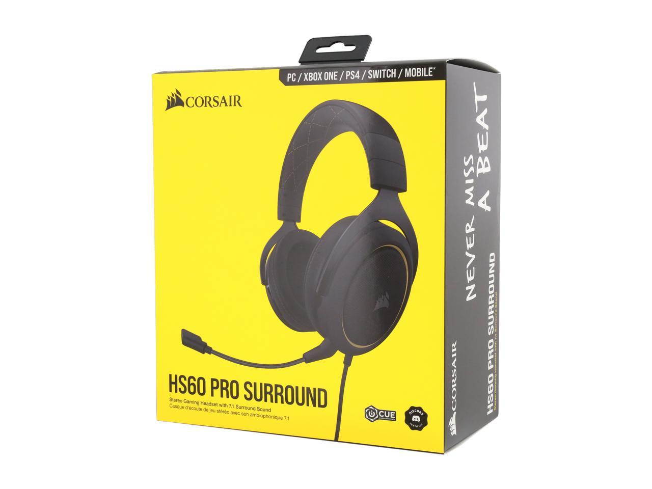 CORSAIR - HS60 PRO SURROUND Wired Stereo Gaming Headset - Black/Yellow