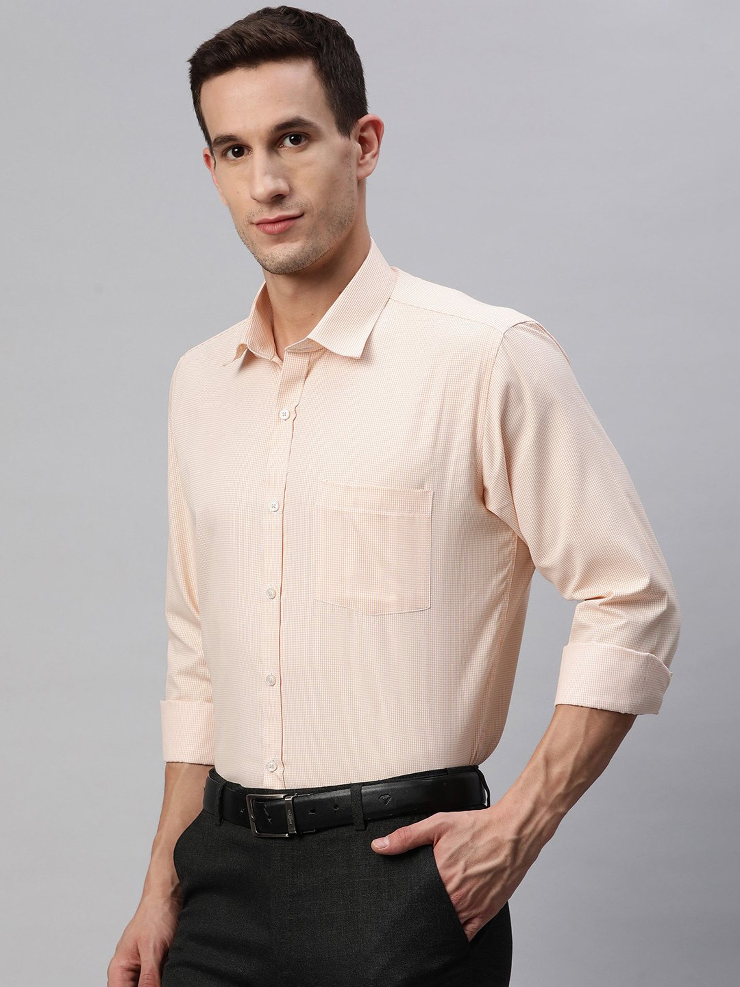 ManQ Yellow Regular Fit Check Shirt