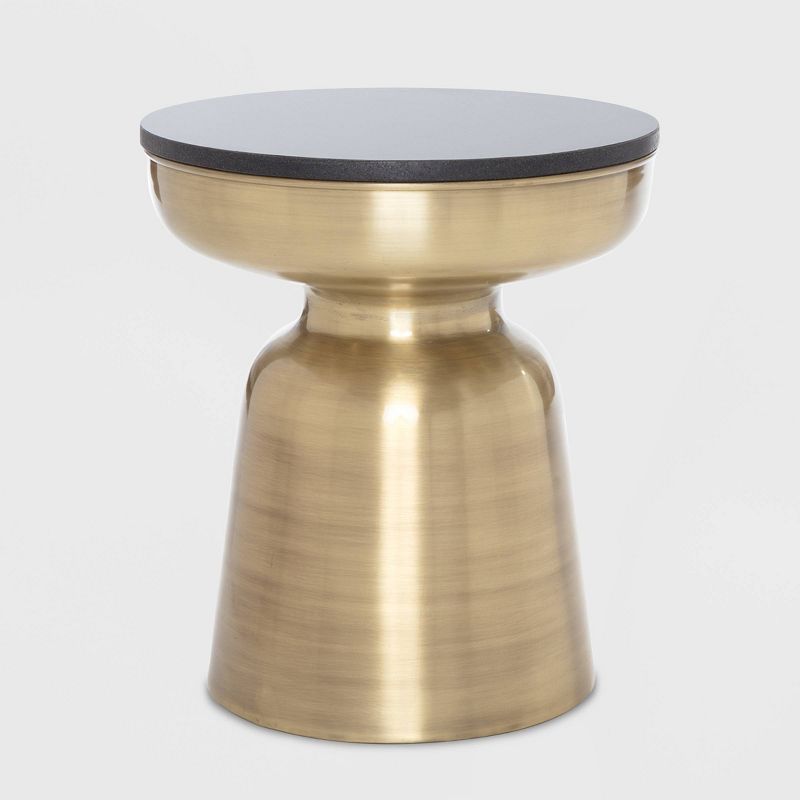 Adler Brass Metal Side Table Black/Gold - Finch