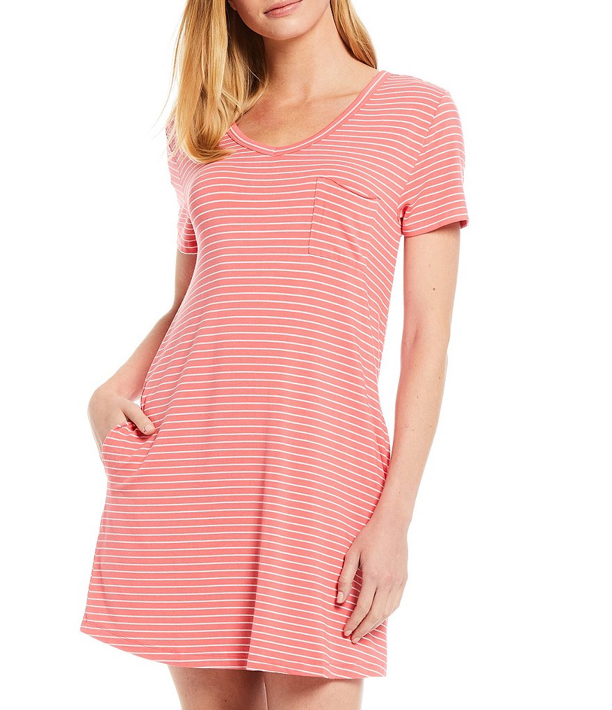 Half Moon By Modern Movement Yarn-Dye Striped Jersey Knit Lounge Dress