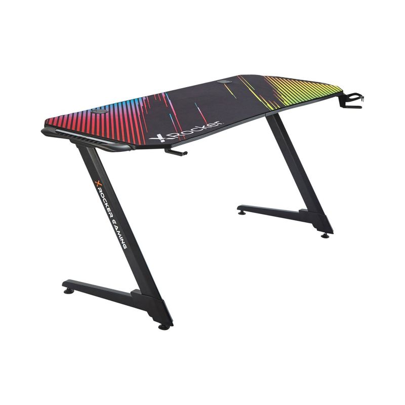 Jaguar RGB LED Glass Top Desk Black - X Rocker