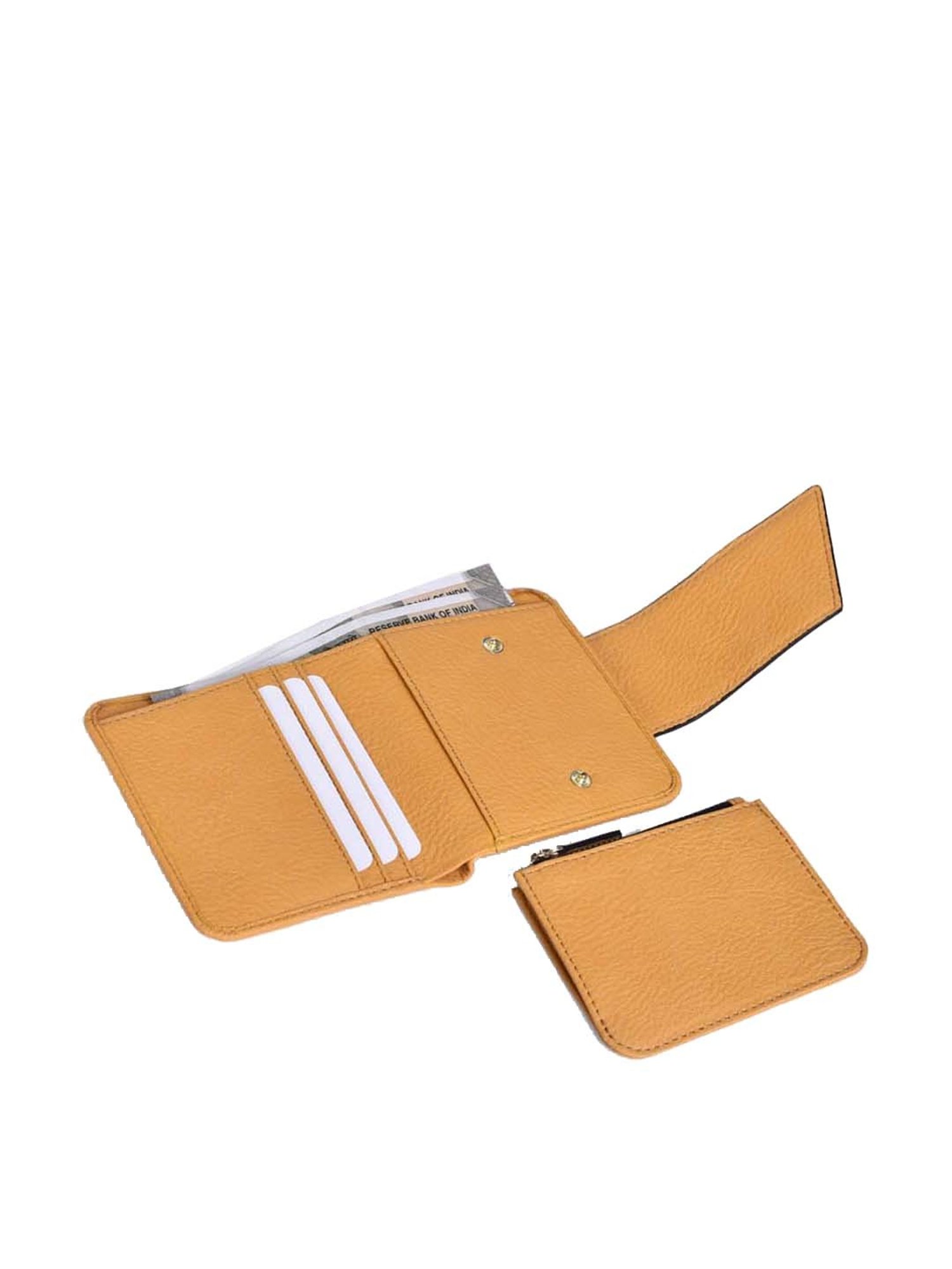 BELWABA Yellow Textured Bi-Fold Wallet for Women