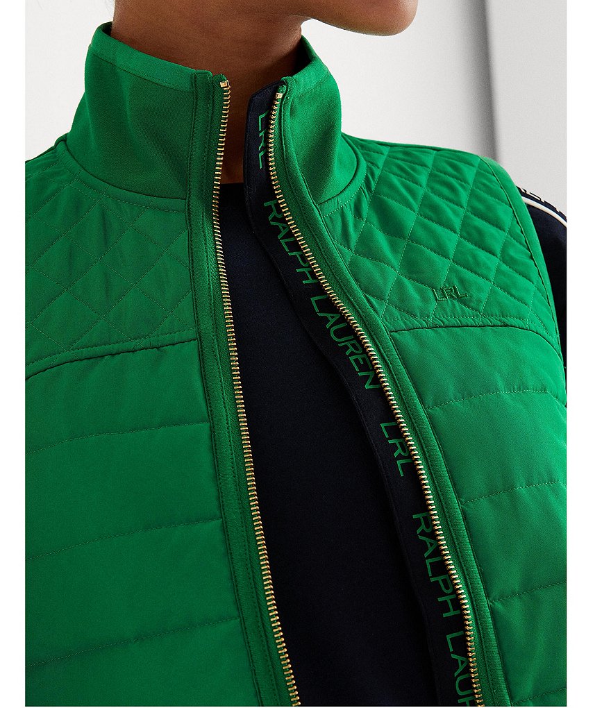 Ruby Rd. Soft Paisley Print Stand Collar Zip Front Patch Pocket Vest