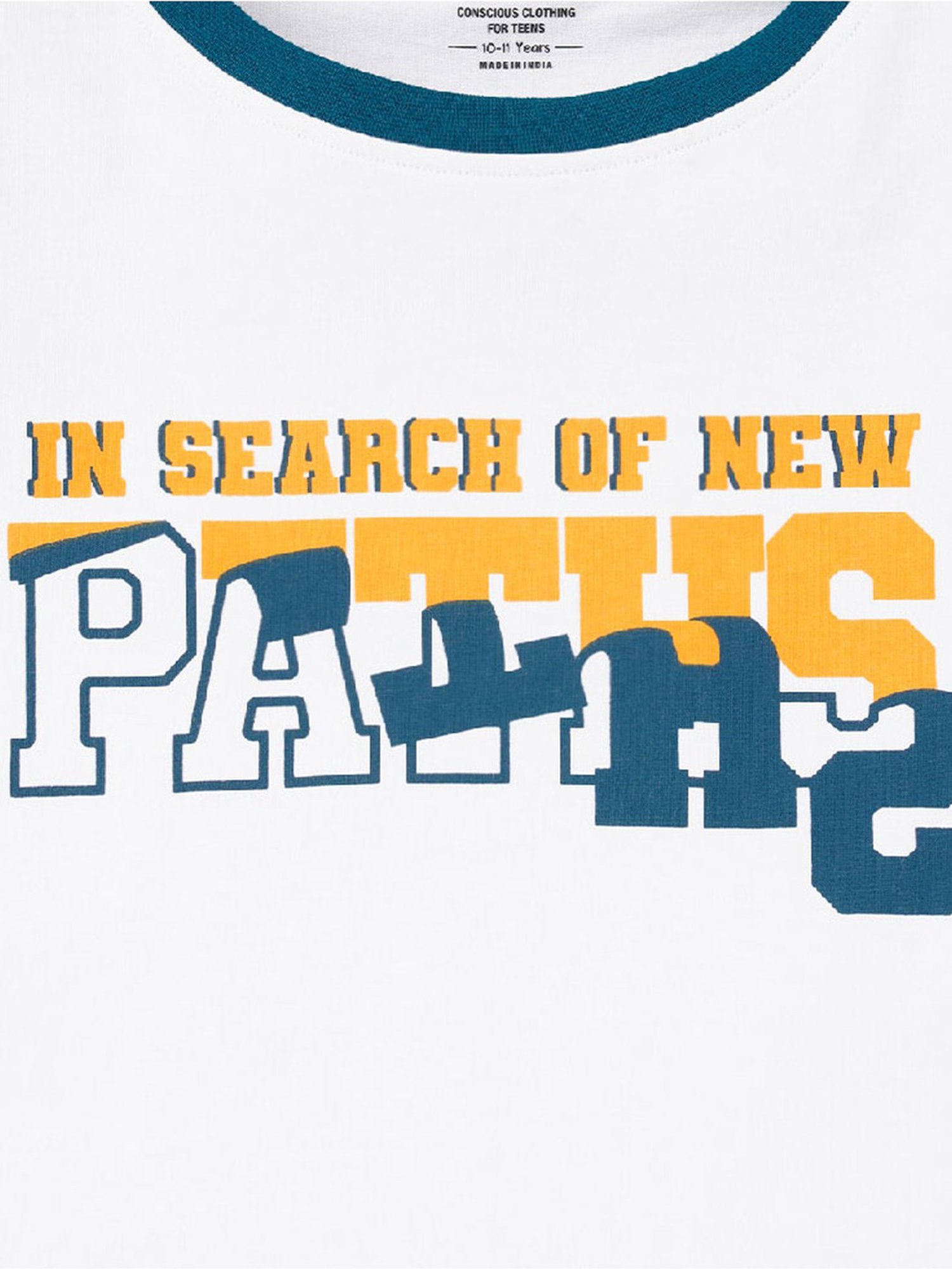 Edheads Kids White & Navy Cotton Printed T-Shirt