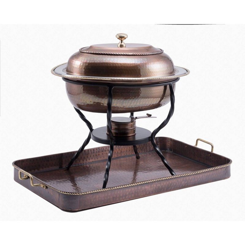 Old Dutch 6qt Steel Antique Oval Chafing Dish Copper