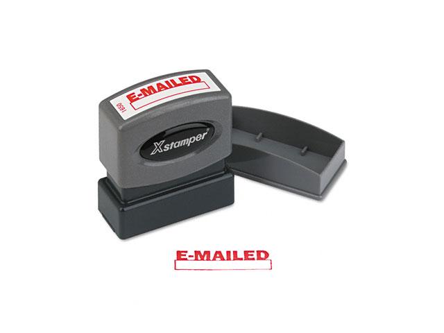 Xstamper ECO-GREEN 1650 Title Message Stamp, E-MAILED, Pre-Inked/Re-Inkable, Red