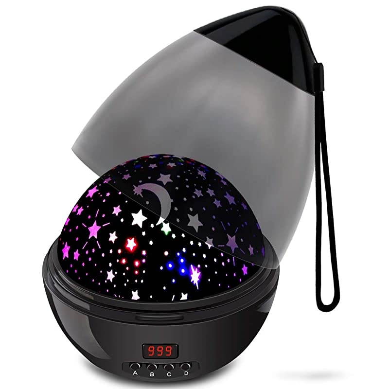 Night Lights for Kids  Colorful Constellation Star Sky Kids Night Lamp with LED Timer AutoShut Off and 360 Degree Rotation Black