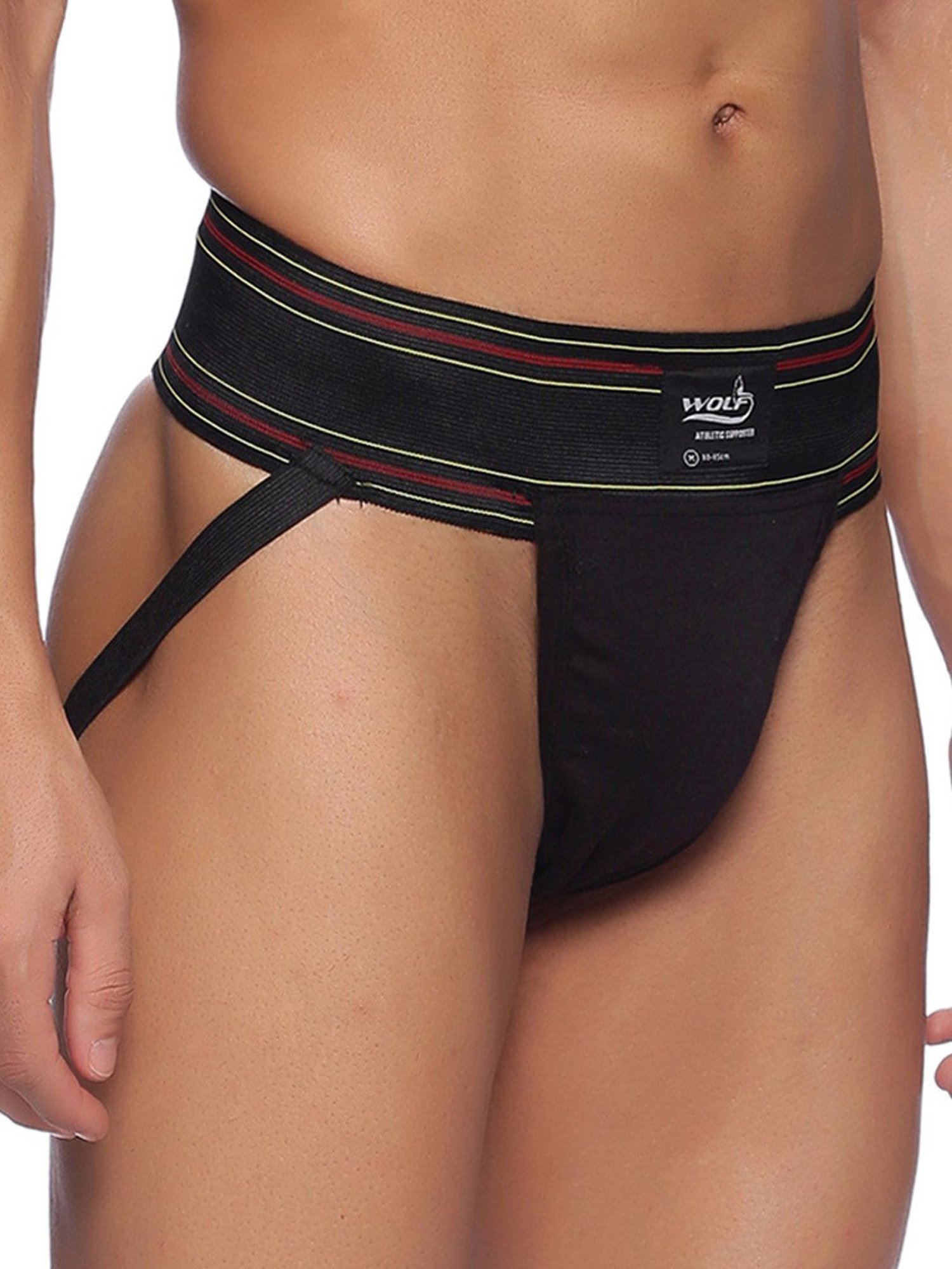 Omtex Men's Athletic Wolf Jockstraps Supporter Pack of 2 (Black) Size - L