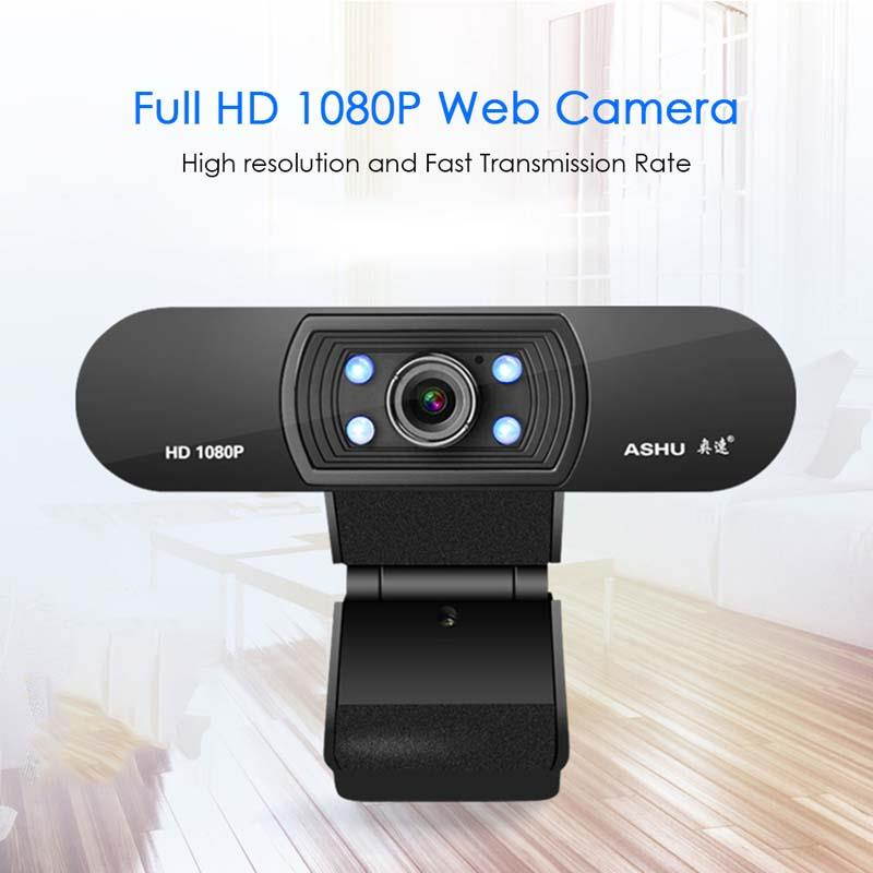 ASHU H800 1920*1080P High Definition Webcam HDTV Video Calling Teleconference with Built-in Microphone Camera for Laptop Desktop