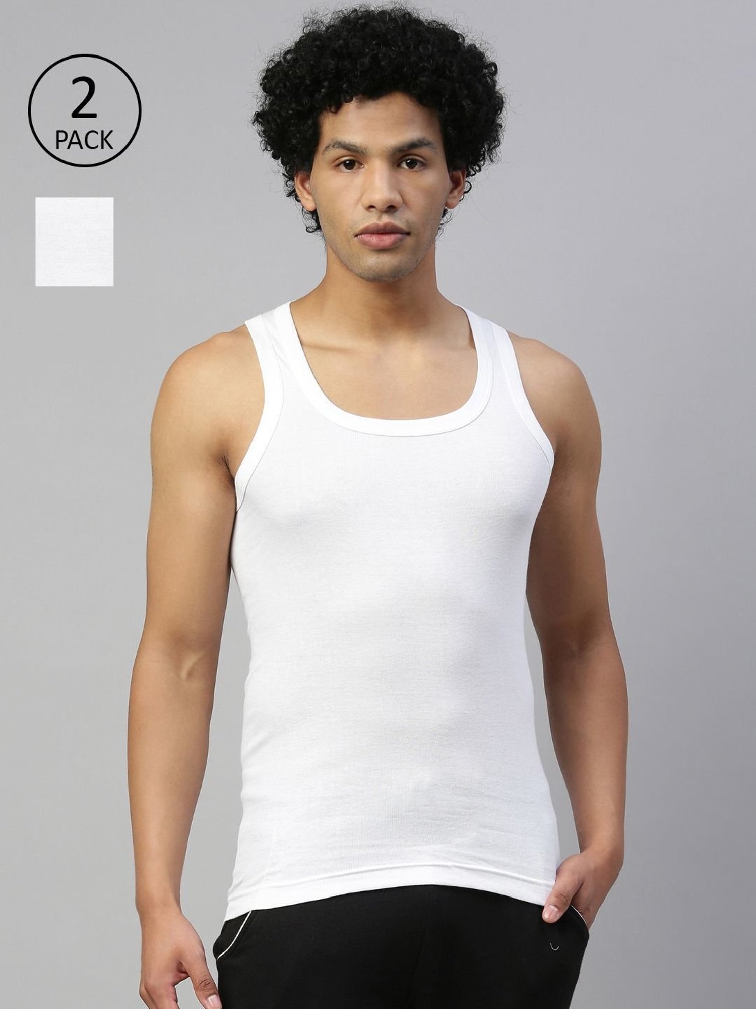 DIXCY SCOTT MAXIMUS White Cotton Regular Fit Vest - Pack Of 2