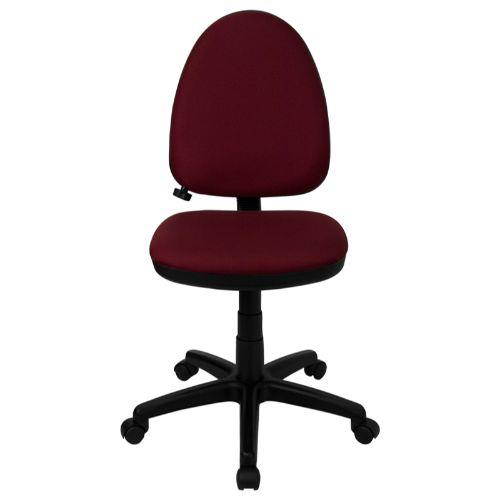 Mid-Back Burgundy Fabric Multifunction Swivel Task Chair with Adjustable Lumbar Support