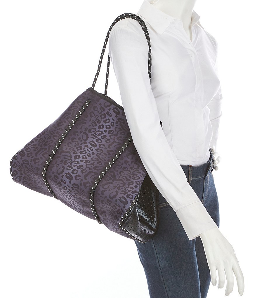 Parker & Hyde Neoprene Black Leopard Tote Bag