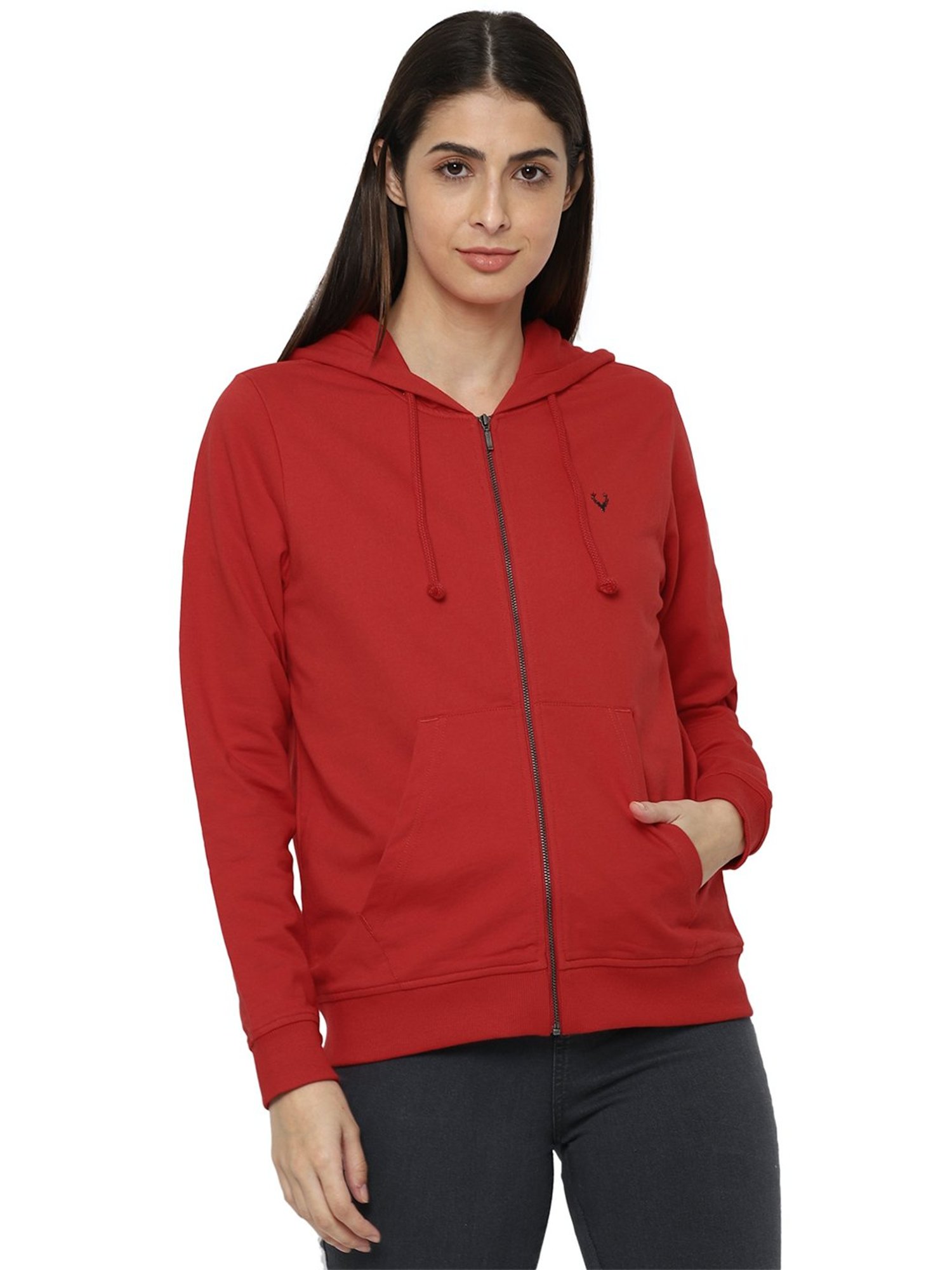 Allen Solly Red Hooded Sweatshirt
