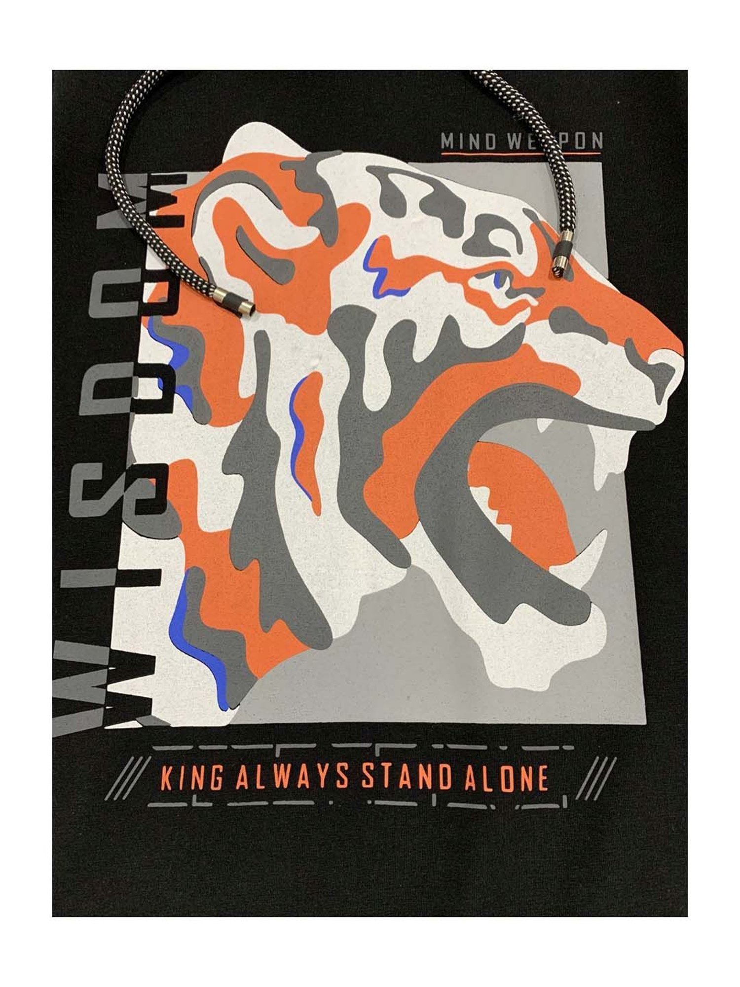 Cavio Kids Black Printed T-Shirt