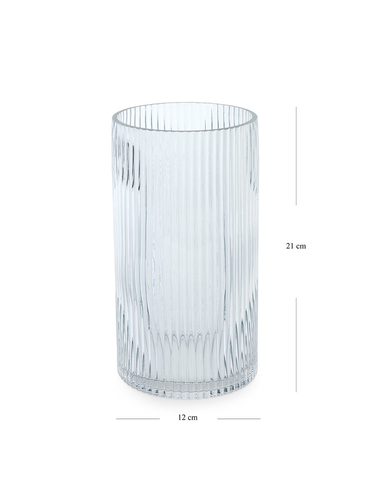 Pure Home and Living Blue Glass Ribbed Straight Vase