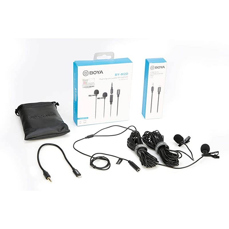 BY-M2D Digital Omnidirectional Dual-Head Lavalier Microphones Compatible with iPhone, iPad, and iPod Touch iOS Devices