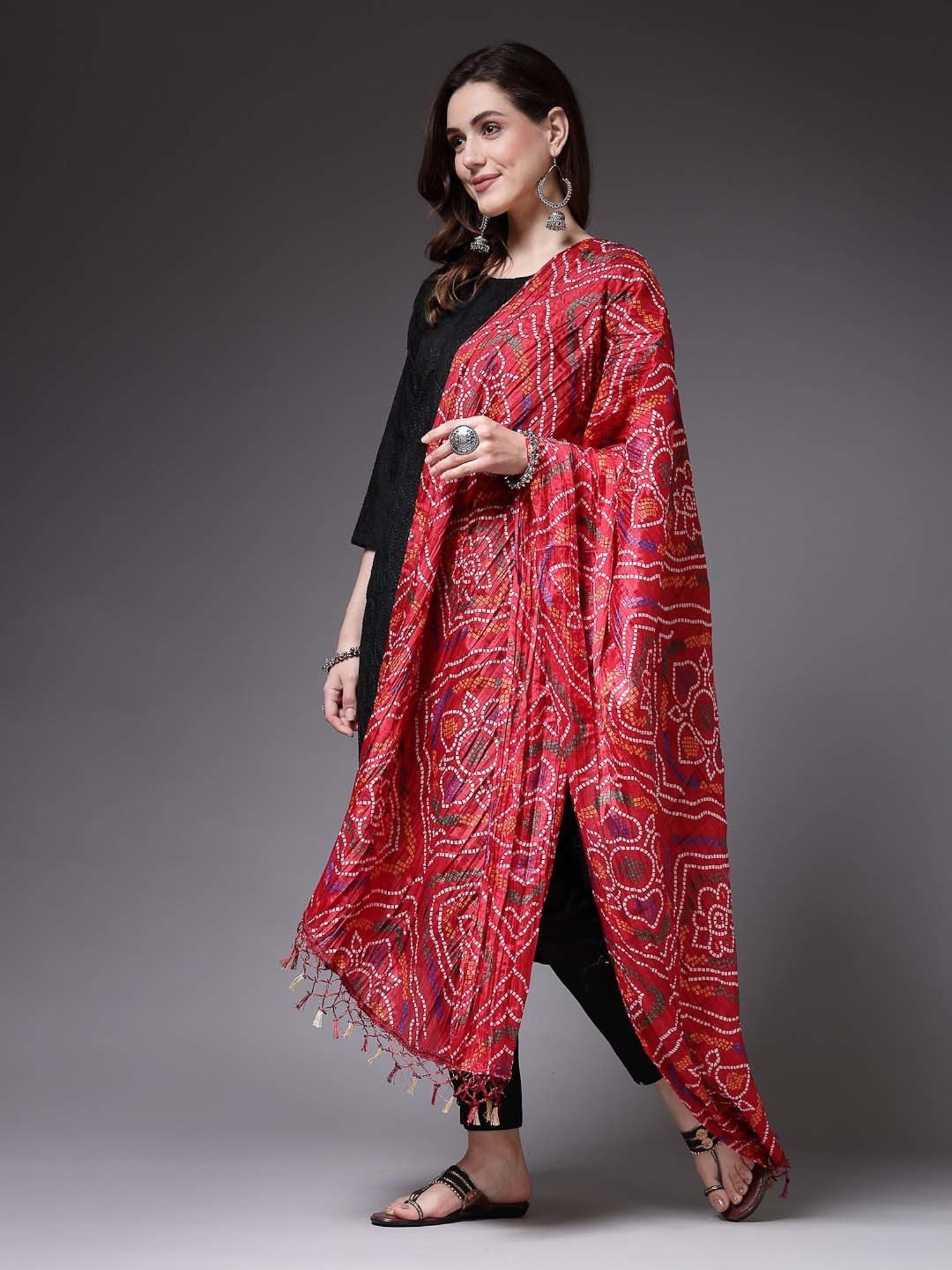Stylum Red Printed Dupatta