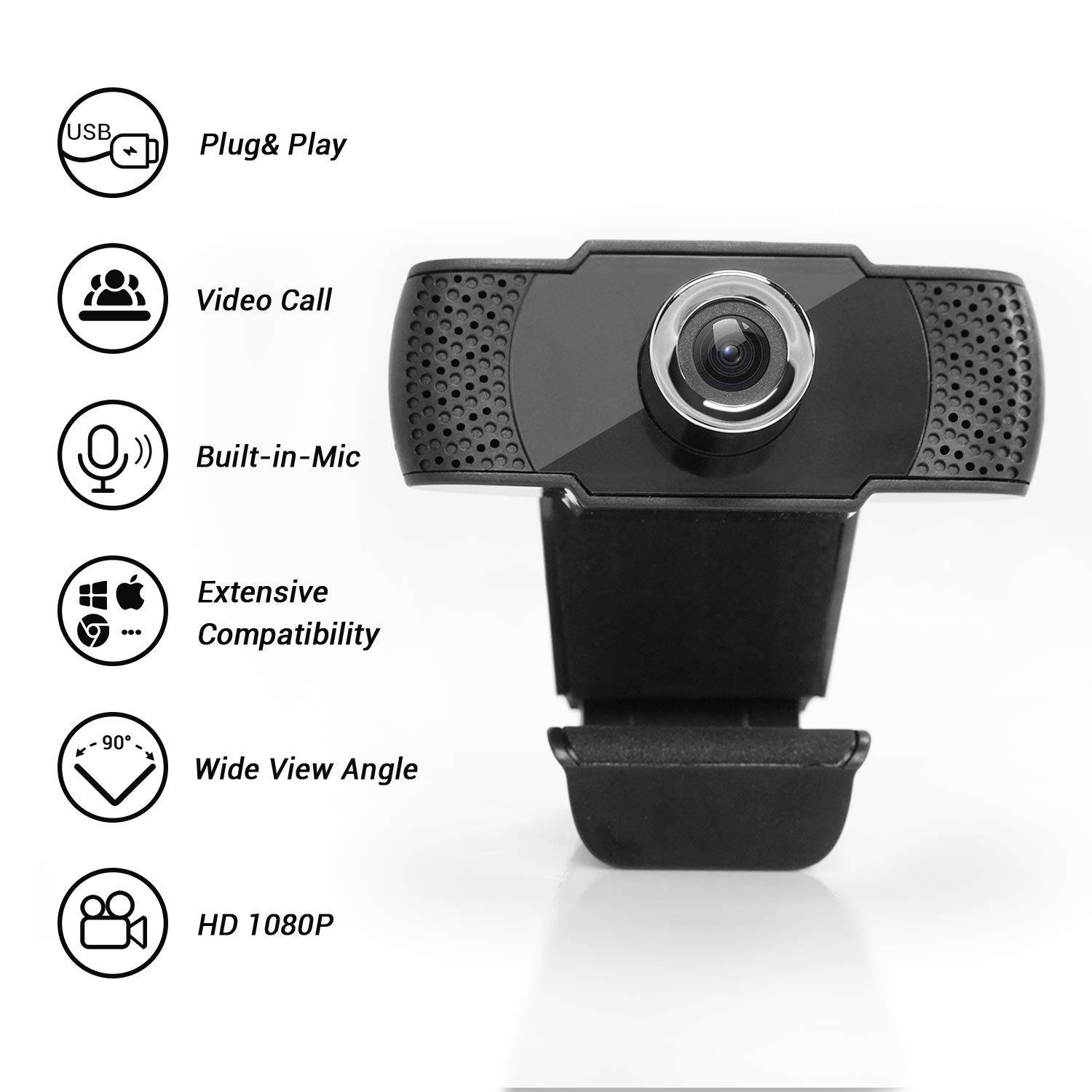 HD Webcam with Microphone 1080P Webcam,USB Connection for Professional Streaming,Conferencing,Video Calling,Fit for Laptop,Desktop.Compatiable with Computer Windows,Mac System (Pro Conferencing)