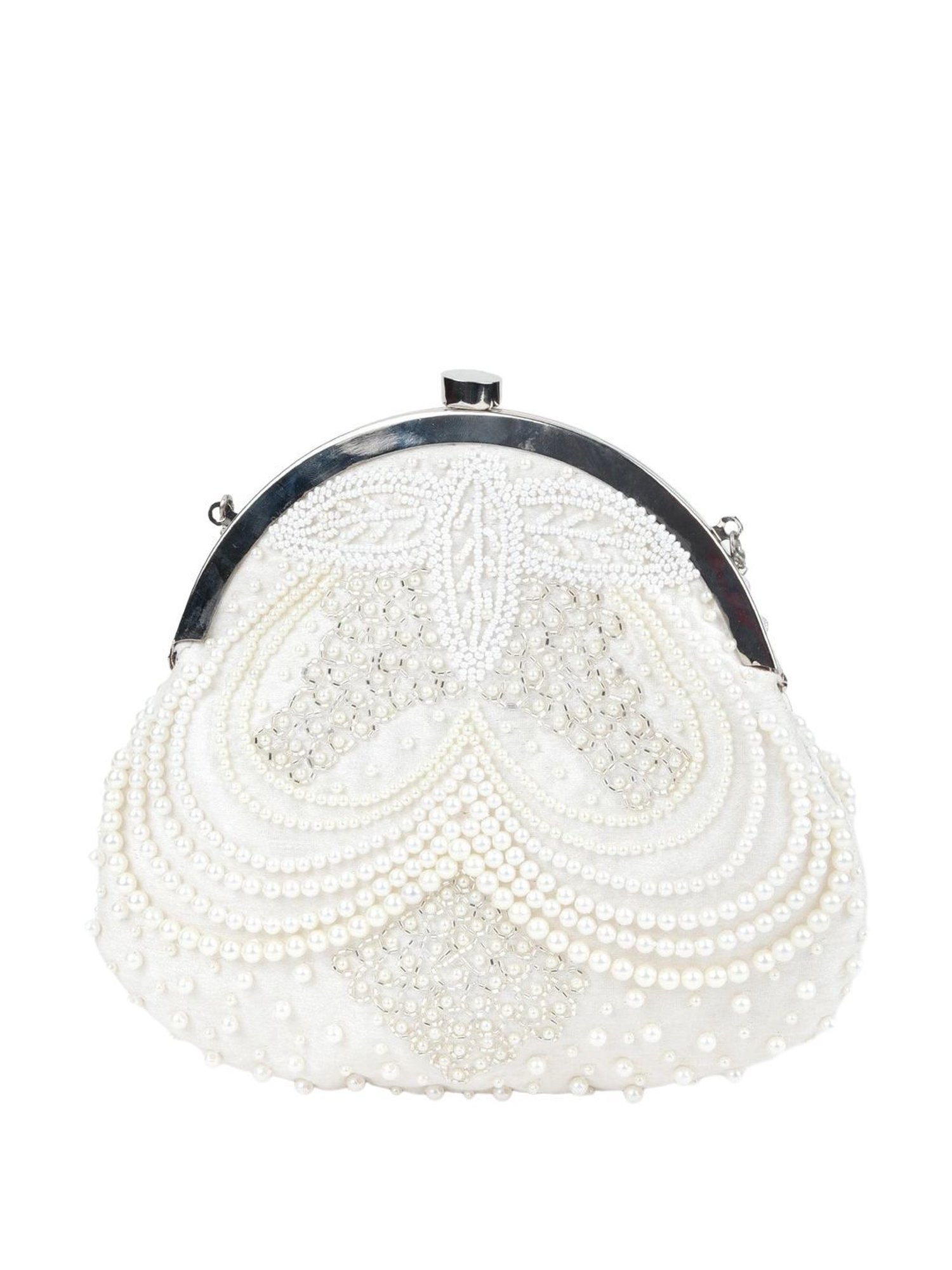 Odette White Solid Handbag