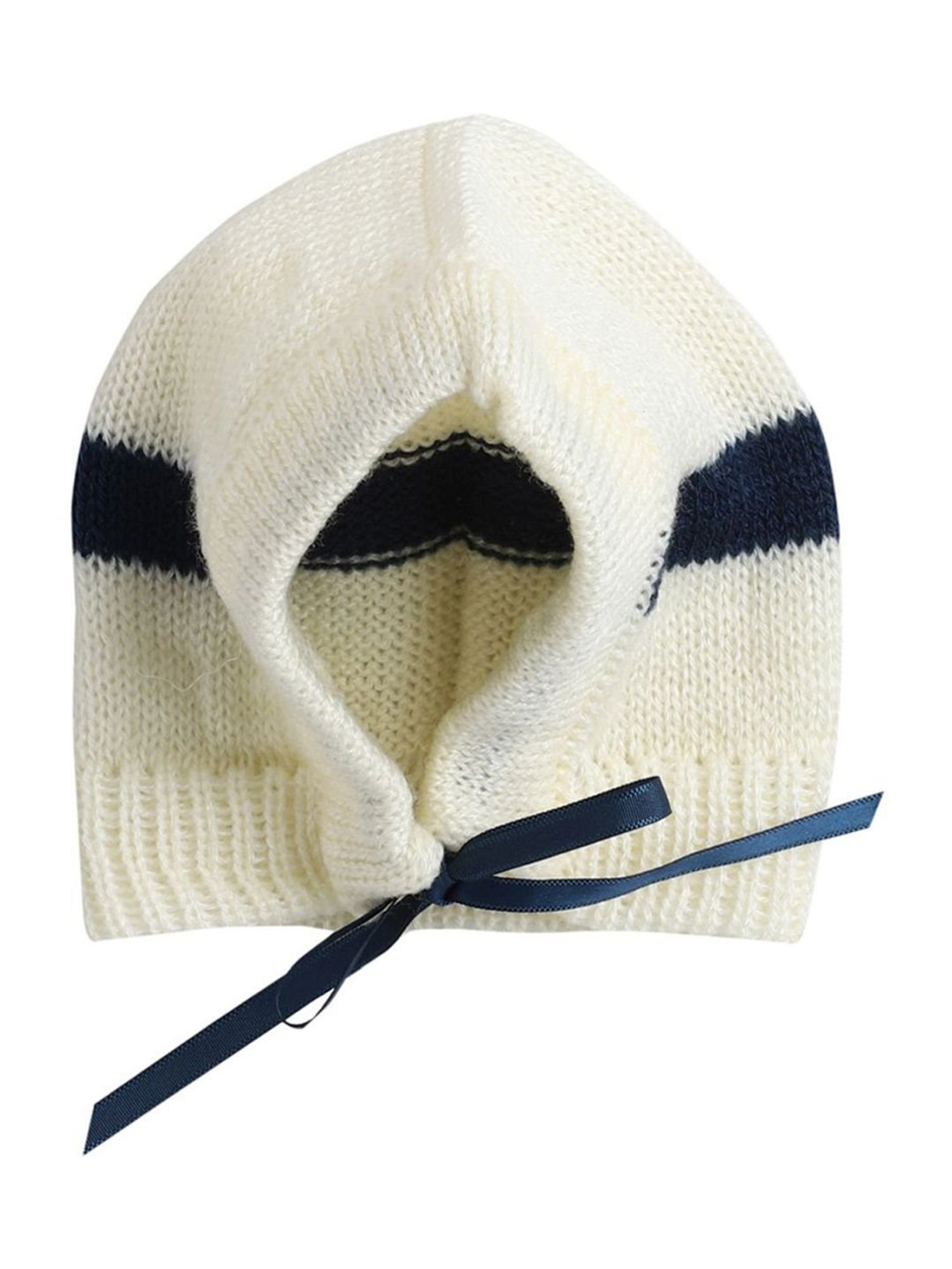 Little Angels Kids Cream & Navy Striped Full Sleeves Sweater Set