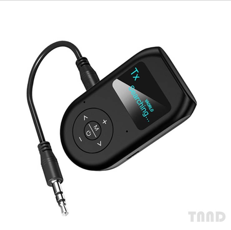 Visual Bluetooth transmitter and receiver, 3-in-1 wireless Bluetooth adapter with display screen, low delay Bluetooth 5.0 audio adapter, suitable for TV, computer, car and home stereo system