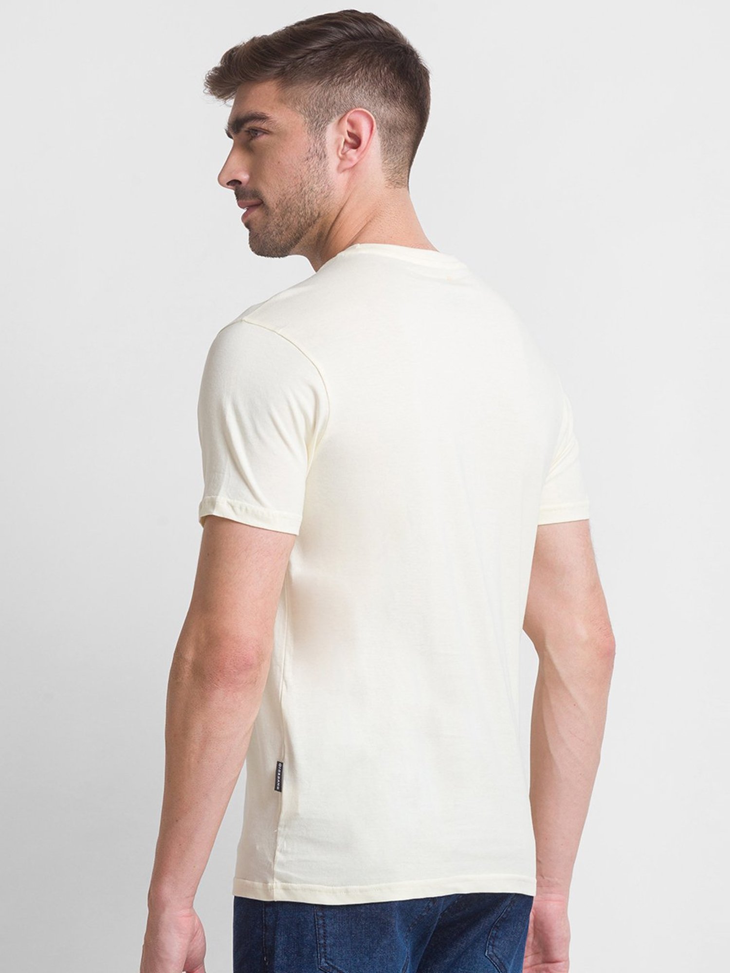 Giordano Light Yellow Slim Fit Crew T-Shirt