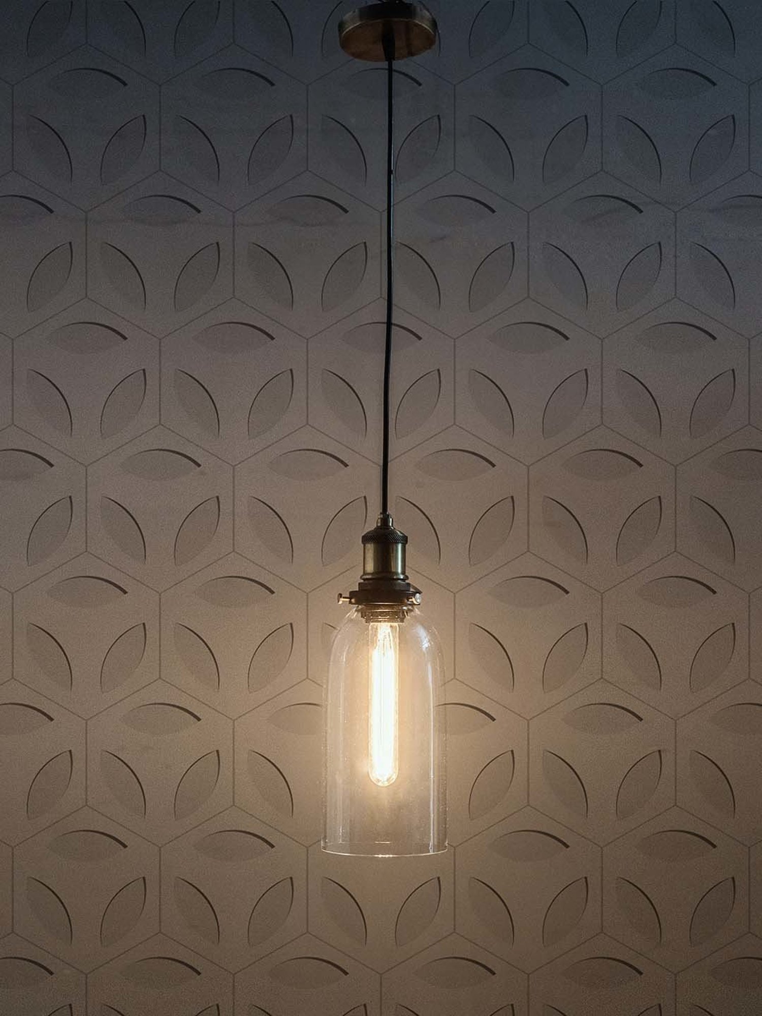 Fos Lighting 'Contemporary' Transparent Aluminium Hanging Light - Set of 1