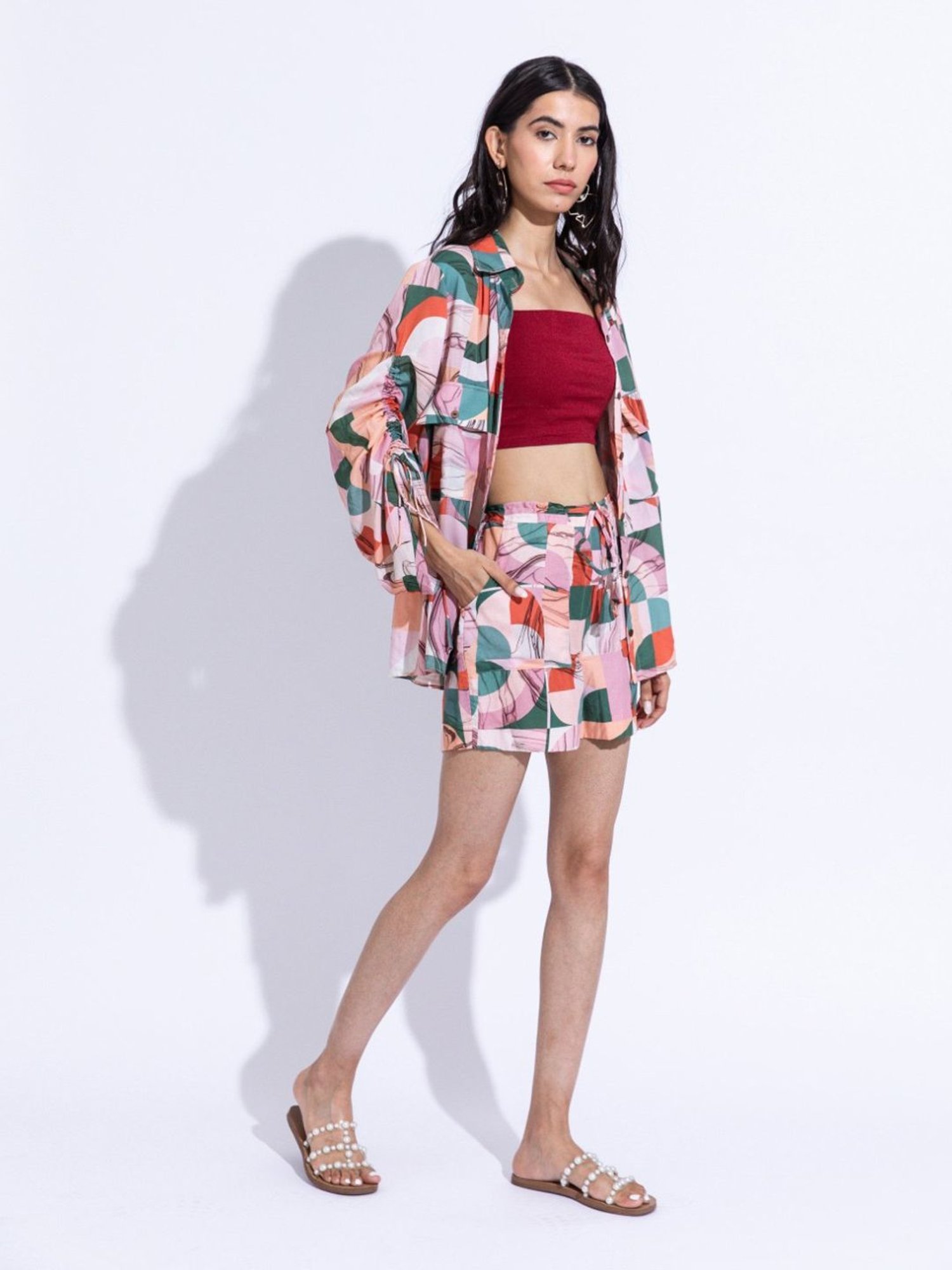 Aroop Shop India Multi Colored Antheia Debbie Shirt with Shorts